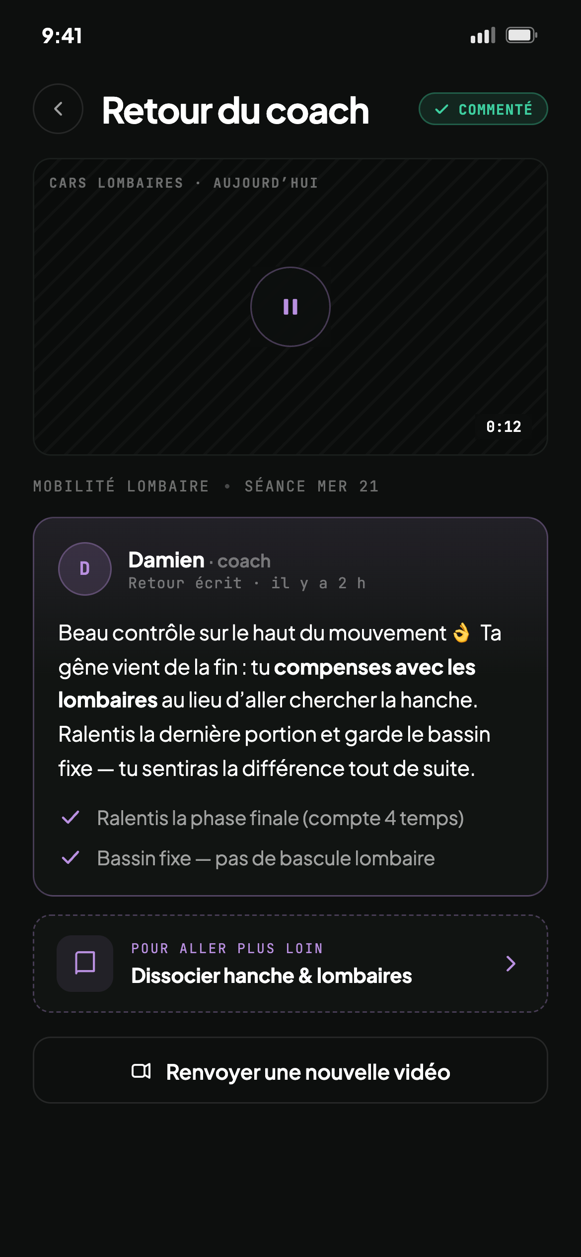La correction écrite du coach sur ta vidéo